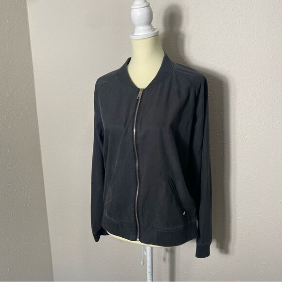 Outerwear Lyocell Lightweight Zipper Front Coat In Charcoal Gray Women's Size 10 - Picture 12 of 15